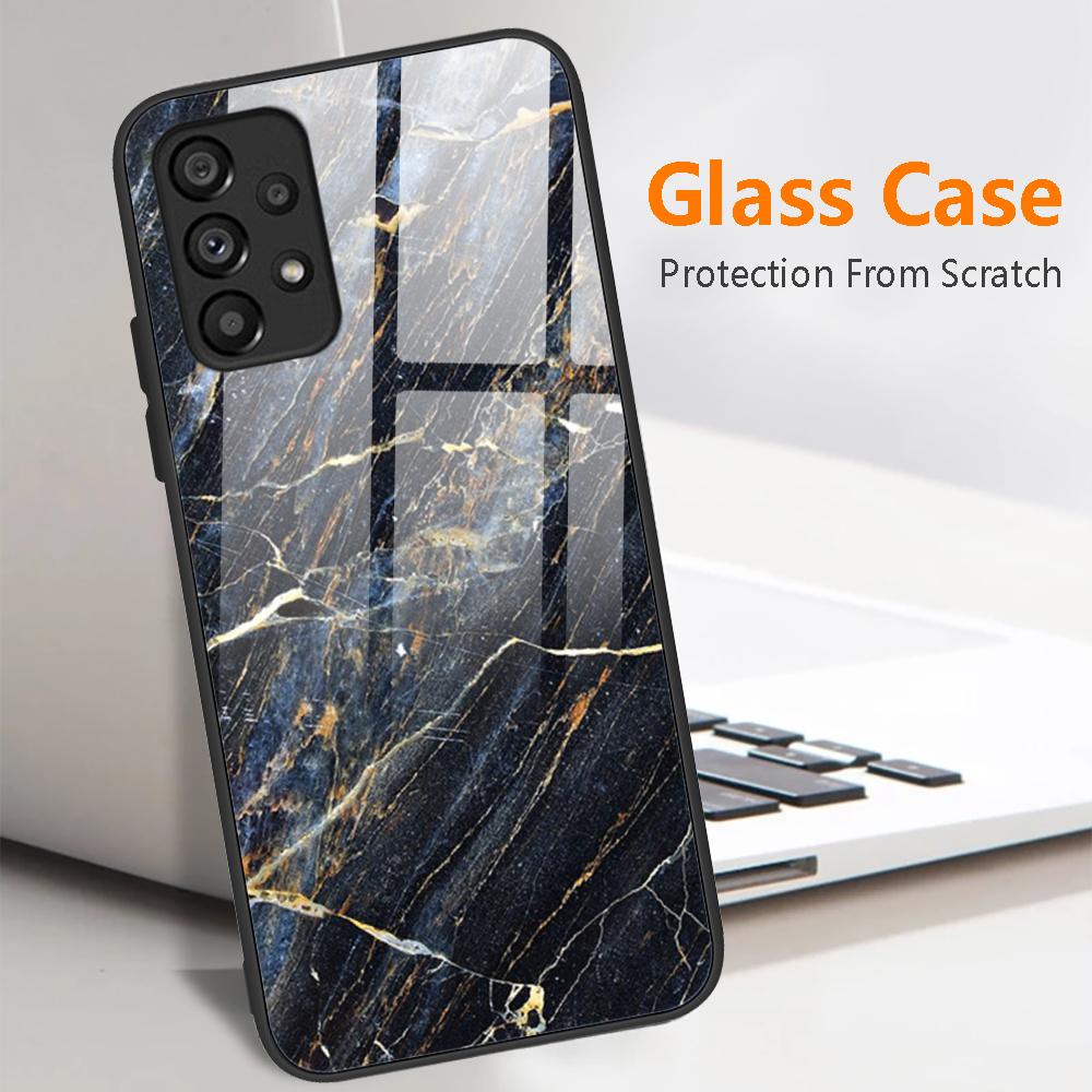 Case For Samsung Galaxy A72 Painted Tempered Glass Phone Cover For Samsung A72 A 72 5G A726B A725F Cases Silicone Bumper Coque