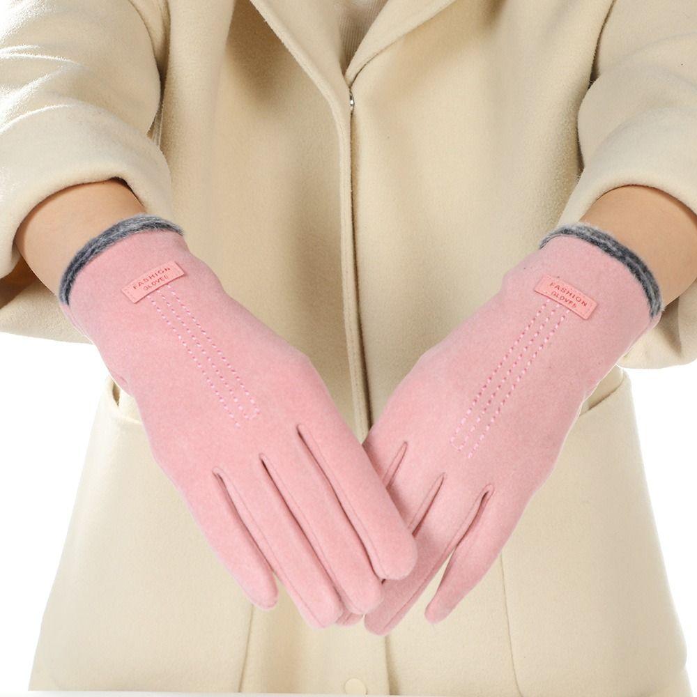 Keep Warm Gloves Solid Color Women Mittens Simple Winter Velvet Gloves Winter