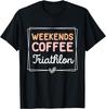 Weekends Coffee Triathlon Cute Retro Mom Life with Sayings T-Shirt Short Sleeve Tee Custom Printed Graphic T Shirts