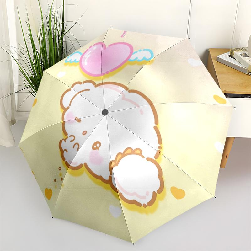 

1pc Cute Cartoon Lamb Automatic Opening/Closing Umbrella with Wings - Portable Folding Design, 8-Bone Iron Frame Outdoor Umbrella for Fans, Travelers,