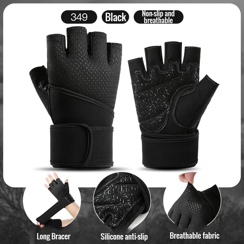 

Gym Gloves Grips Anti-Skid Wrist Straps Protector For Wrist Training Anti-Slip Half Finger Movement Anti-Cocoon Palm Protection M