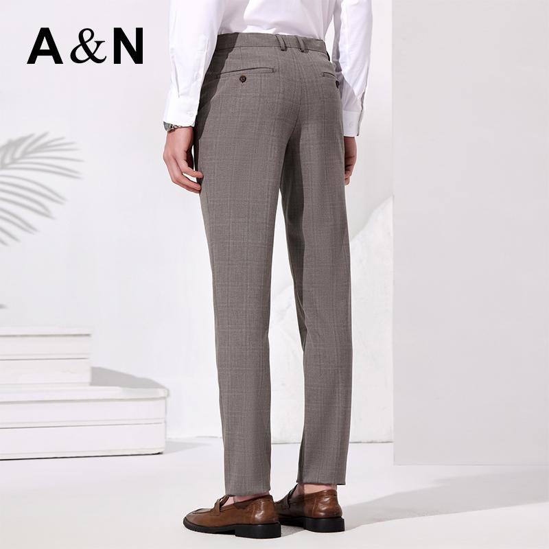 Wedding Two-Piece Set & Color Woven Plaid Business Formal Suit Set with Flip Collar Men's Suit Dress