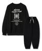 TI.GLAKE Big Logo Story Fleece-Lined Sweatshirt Jogger Training Pants Set Black