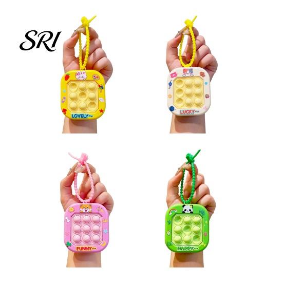 Mini Keychain Pendant Cartoon Cat Panda Design Whack-a-mole Toy Key Chain Pressable Silicone Bubbles with Braided Lanyard Stress Relief