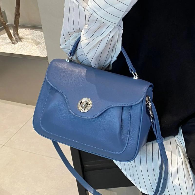 High Quality Top Layer Cowhide Handbag for Women | Genuine Leather Crossbody Shoulder Bag & Top Handle Bag Vintage Lock