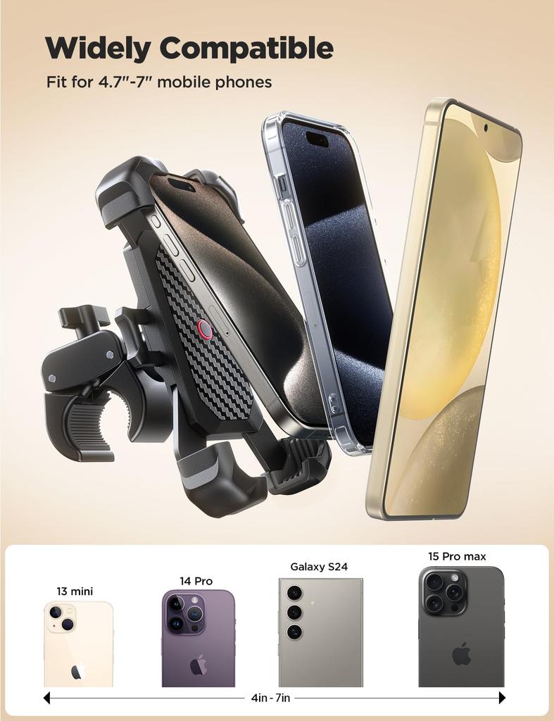 JOYROOM 2024 Motorcycle Phone Vibration Stand Mount for Bicycles and Smartphone Secures Strong Easy Compatible with iPhone Samsung Galaxy Holder,