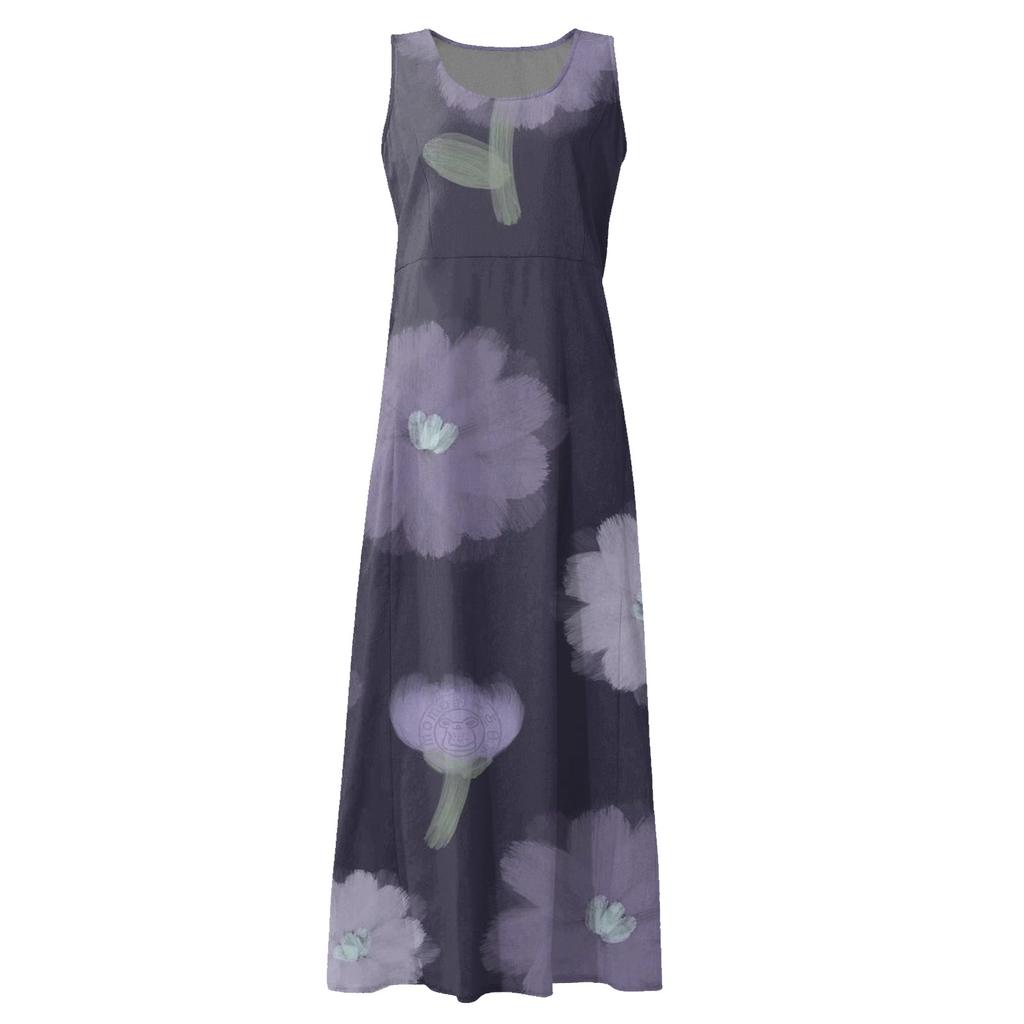 Women's Casual Comfortable Floral Print Sleeveless Cotton Pocket Dress