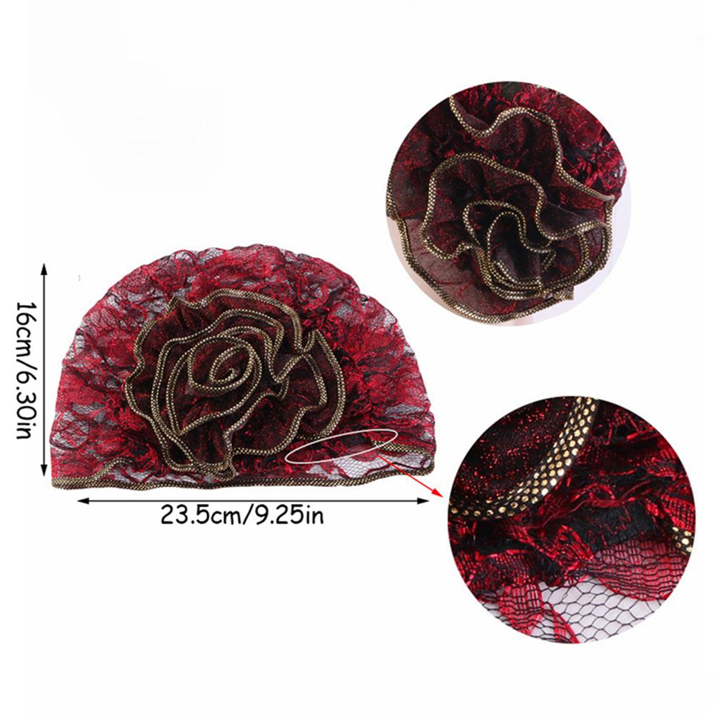 1PC Women Girls Floral Lace Turban Hat India Cap Muslim Hats Chemo Cap Flower Bonnet Beanies Hijab Underscarf