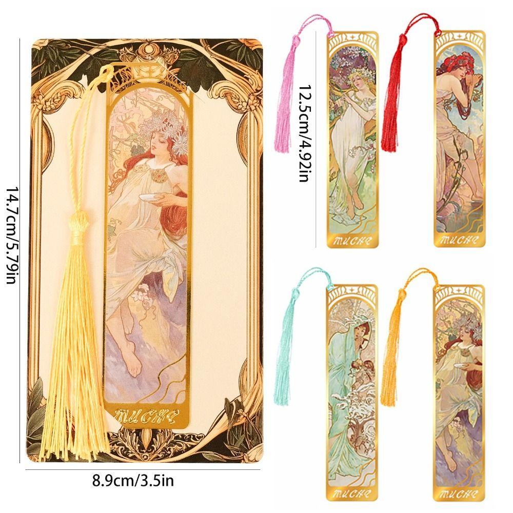Mucha Retro Style Book Page Holder Metal Book Page Marker Portable Reading Book Paper Clip  Writers
