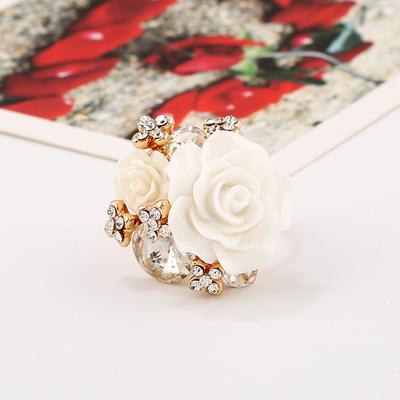 Rose Ring Sweet Adjustable Ethnic Style Ring Personality Resin Fashion