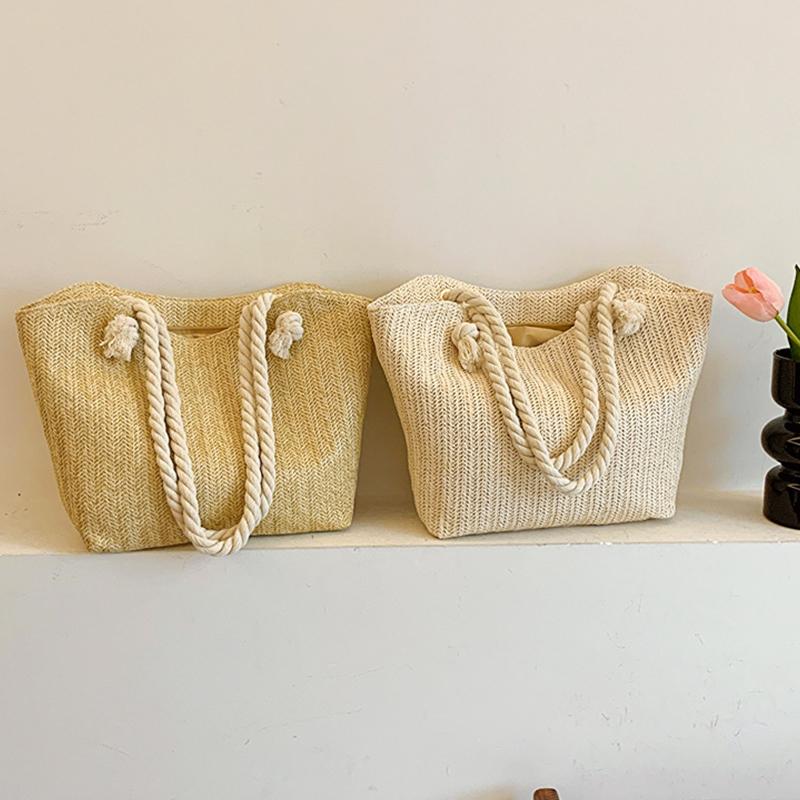 Luxury Design Women Raffia Large Capacity Tote Handbag Summer Beach Vacation   Shoulder Bag