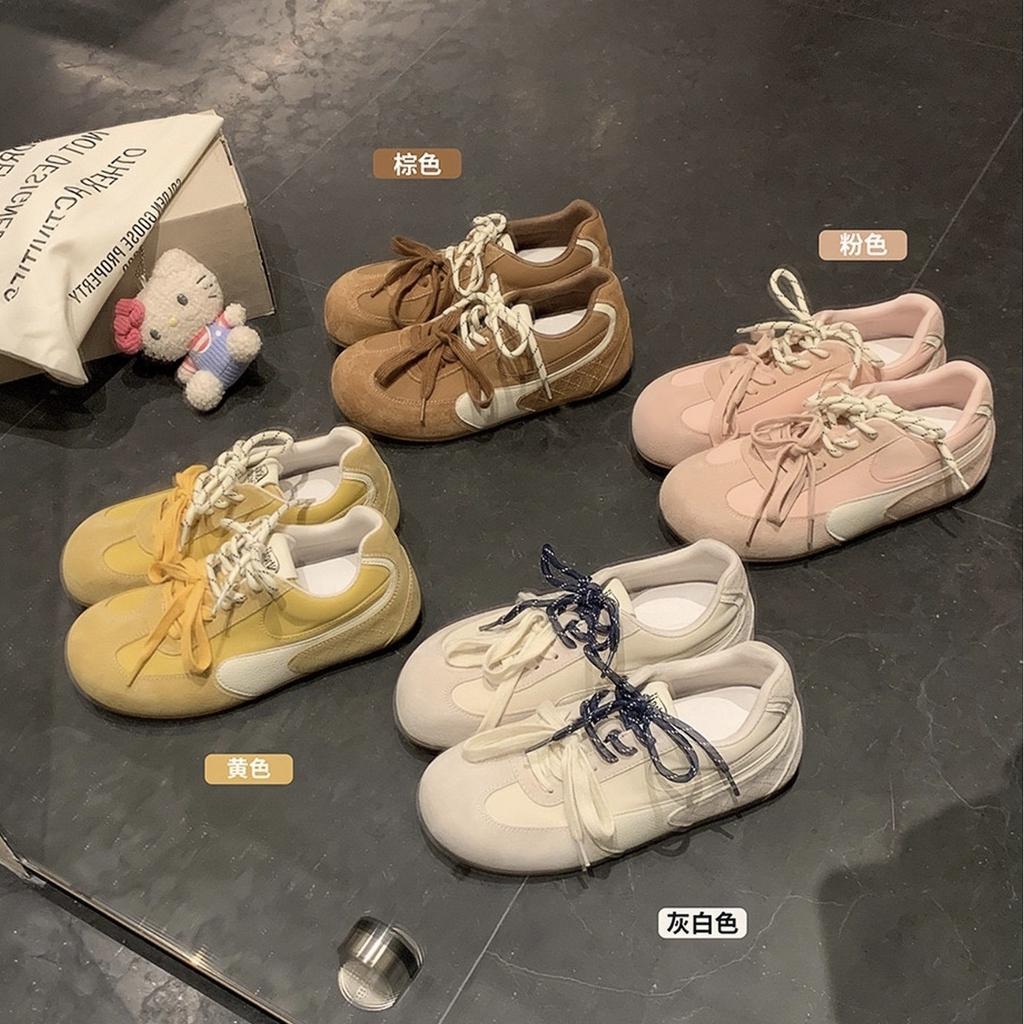 Cowhide Version~ Su Yinyin Has the Same Big-headed Little Cute Mandarin Duck Shoelaces To Increase the Height, Casual Moral Training Shoes, Women's Fo