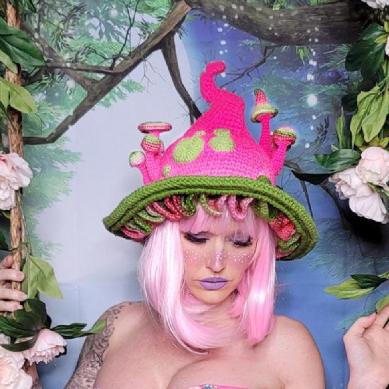 Mushroom Elf Wide-Brimmed Knitted Wool Cosplay Hat
