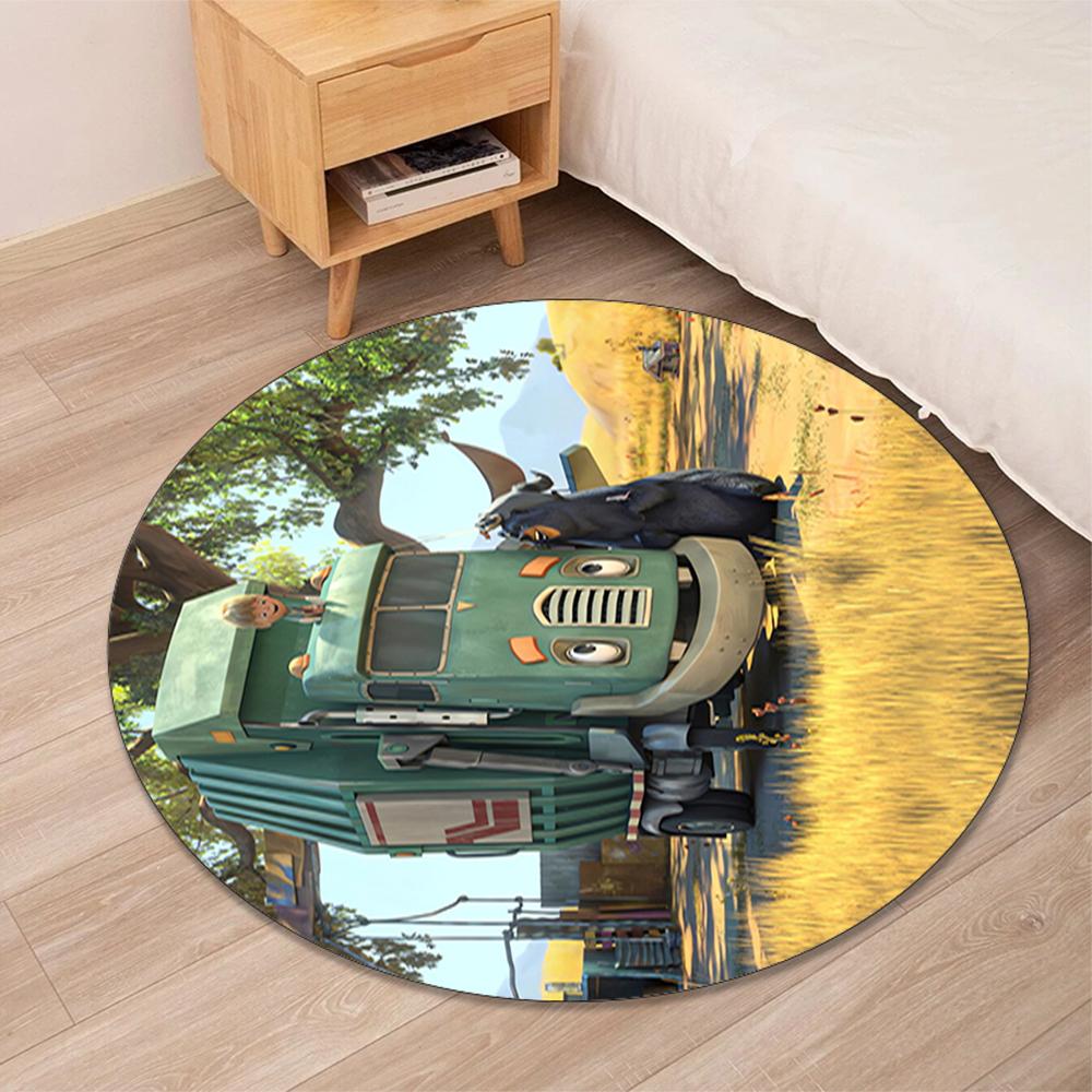 Trash Truck Printed Round Rug Carpet Chair Rug Area Rug Entryway Doormats,for Office Chair Living Room Bedroom Kitchen Room.