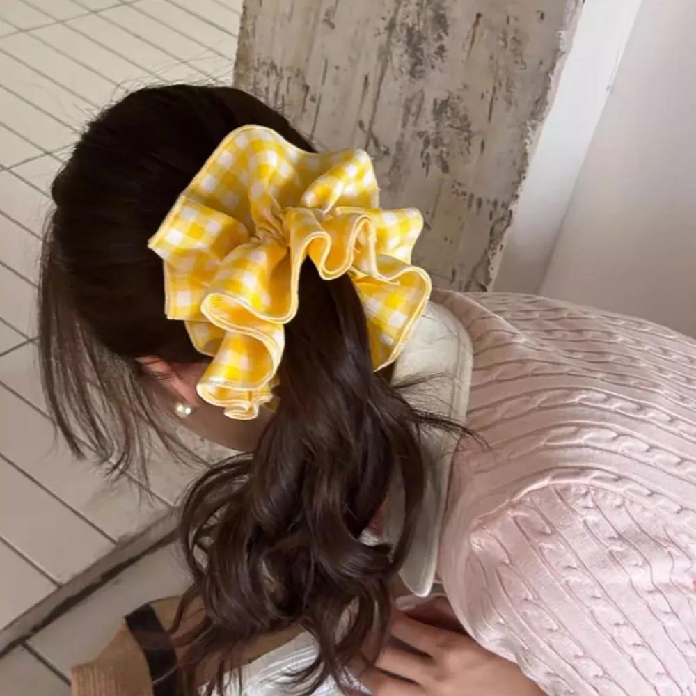 Sunny Day Check Big Scrunchie / Daily Voluminous Hair Tie Scrunchie
