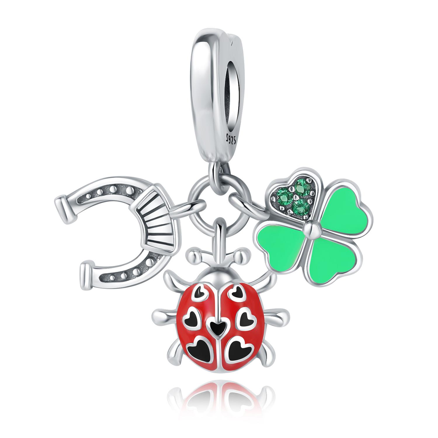 

Bead Charms copper Charm Bead Charms Authentic Ladybug Fourleaf Shamrock Pendant Bead Charms Compatible With Bracelets Jewellery Diy Women Gift Acces