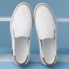2025 summer men's shoes thin punched white shoes casual leather shoes trend low top thick sole breathable hollow hole shoes