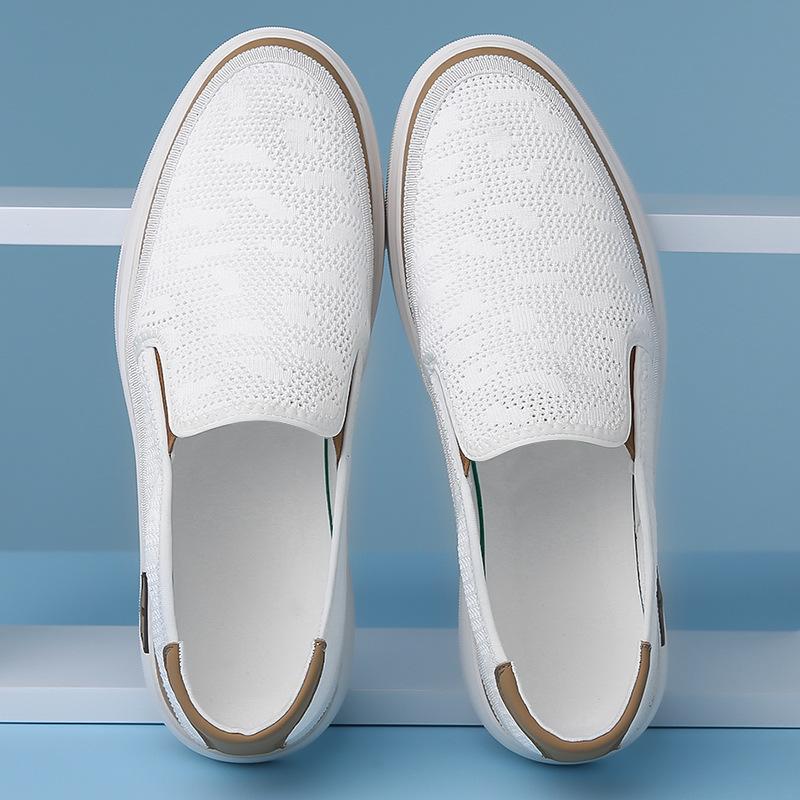 2025 summer men's shoes thin punched white shoes casual leather shoes trend low top thick sole breathable hollow hole shoes