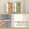 Bathroom Cabinet, Narrow, 4 Barn Doors, Adjustable Shelves, White