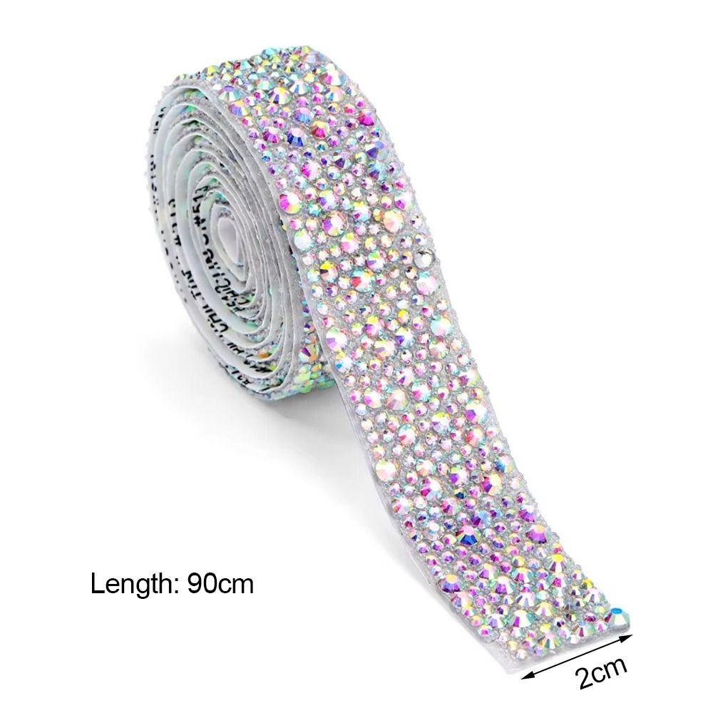 Colorful Self-Adhesive Rhinestone Arts Crafts Sewing Accessories Crystal Rhinestone Sticker 2cm 1 Yard DIY Trim Tape