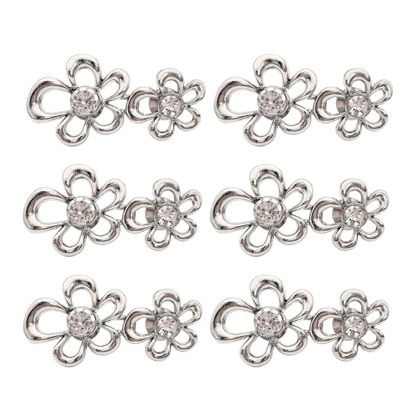 6Pcs Elegant Flower Waist Tightening Button For Jeans Pants Waist Fastener Clip Waist Cincher for Waist Adjustment