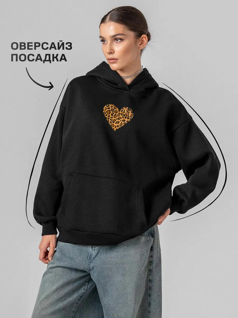 Leopard Print Heart Graphic Hoodies Men Women Casual Sweatshirt Oversized Y2k Harajuku Fleece Warm Tracksuit Female Male Clothing