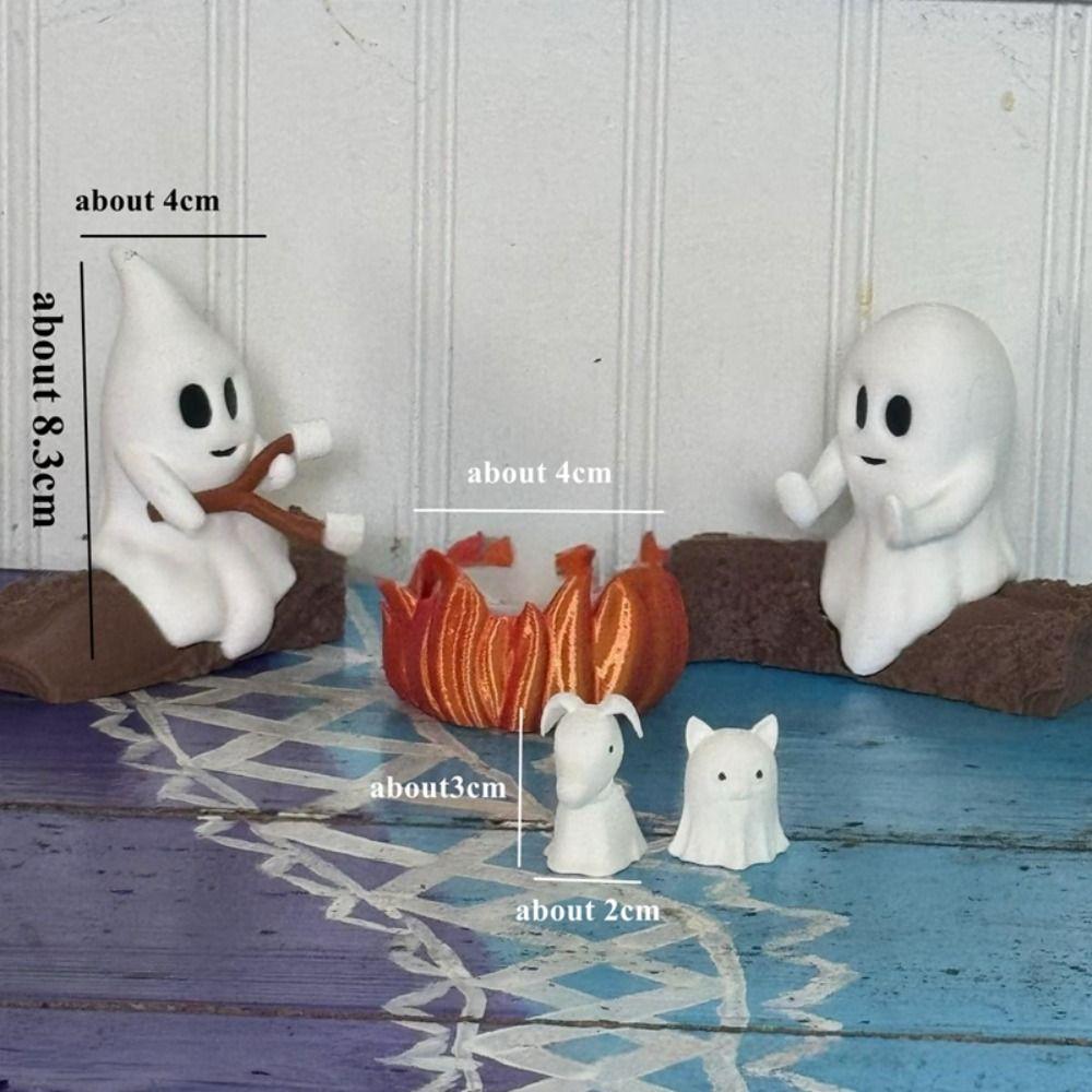 LED Campfire Scene Ghost Campfire Nightlight Spooky Fire Marshmallow Small Electric Faux Halloween Party Decor Cute Ghost