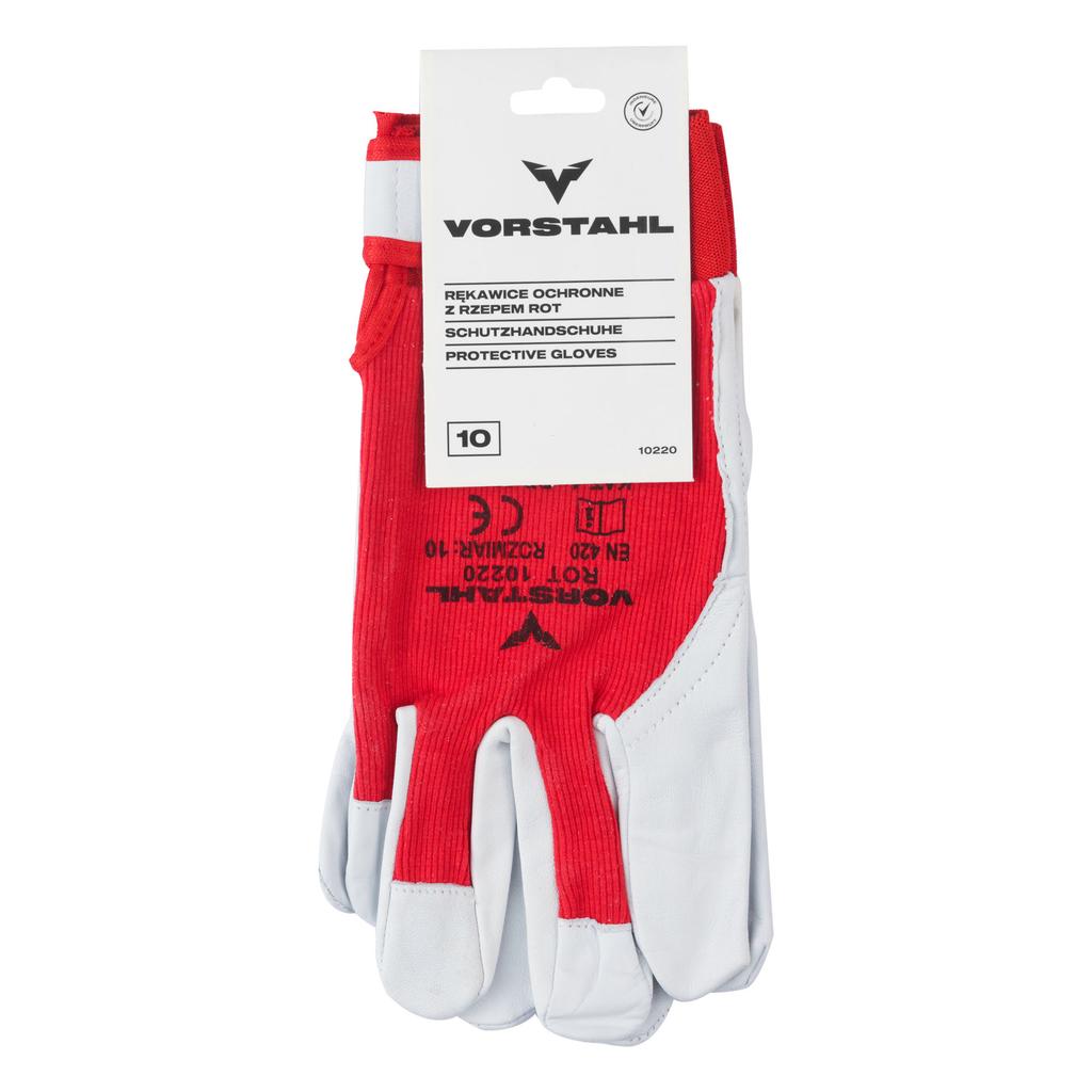 PROTECTIVE WORK GLOVES WITH VELCRO Leather Gloves Size 10 Vorstahl