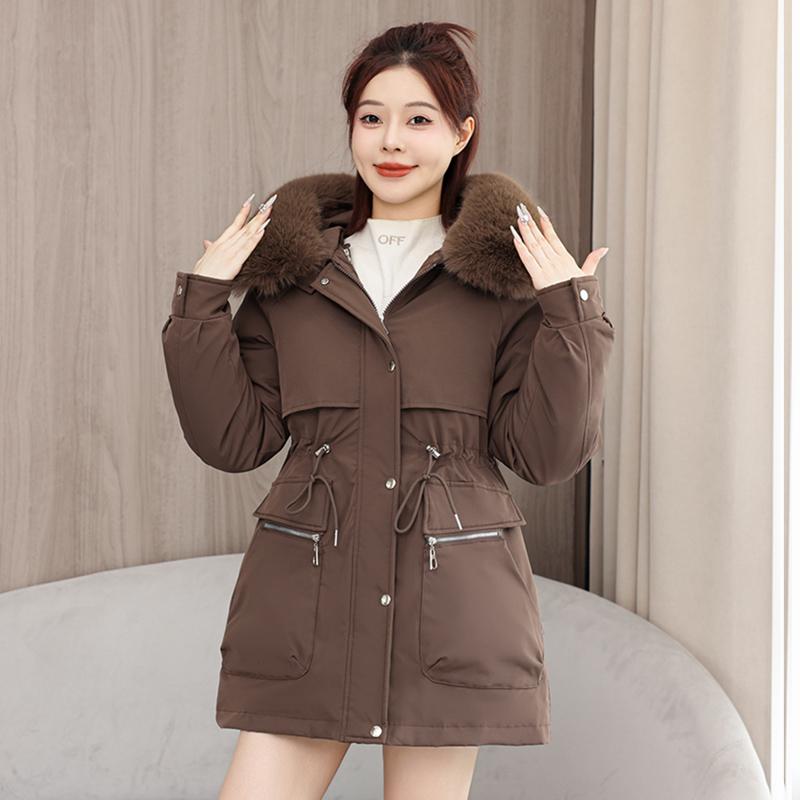 Autumn Winter Thicken Warm Parka Women Casual Sweety Solid Color Big Pocket Loose Hooded Coat Jackets Outwear