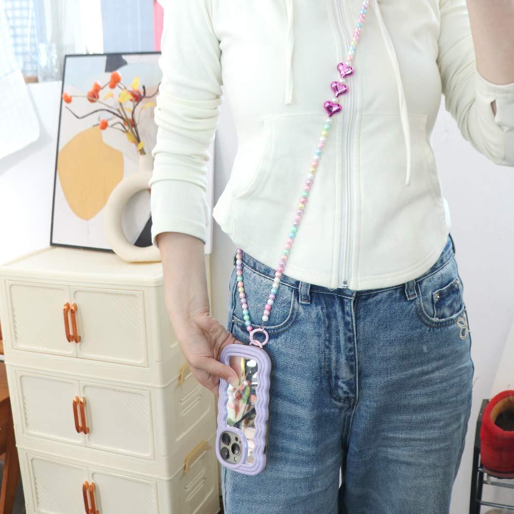 Beaded Crossbody Phone Chain Diagonal Lanyard DIY Mobile Phone Chain  Bag Straps