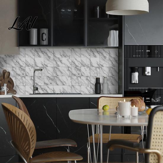 Heat Resistant Kitchen Backsplash Tiles 12PCS Imitation Marble Pattern Wall Stickers Self-Adhesive Waterproof EVA Scratch Decor for Home Tiles,
