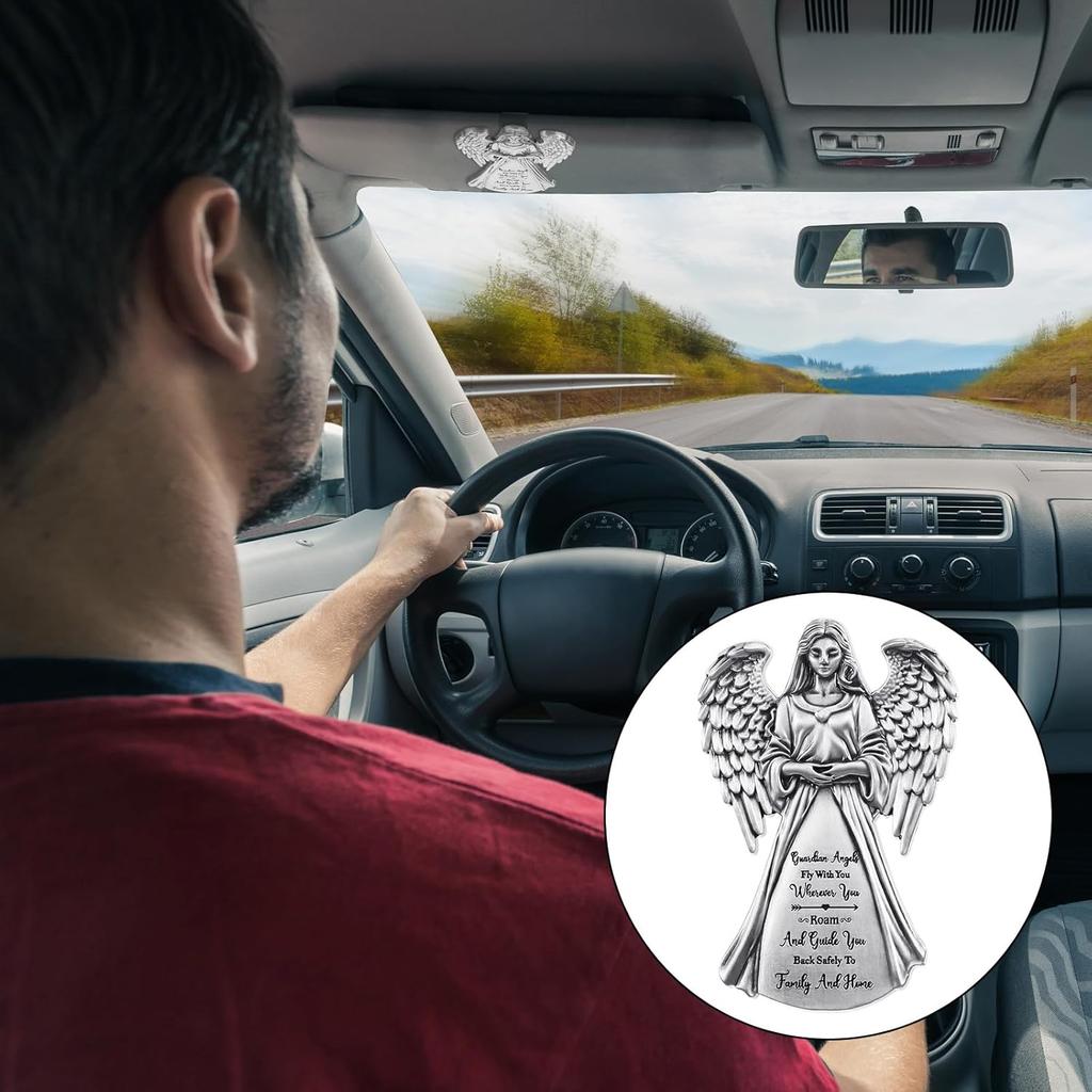 BBTO 4 Pcs Guardian Angel Sun Visor Clip Bless Travel Safely Visor Clip Car Sun For Parent, Friend, Driver