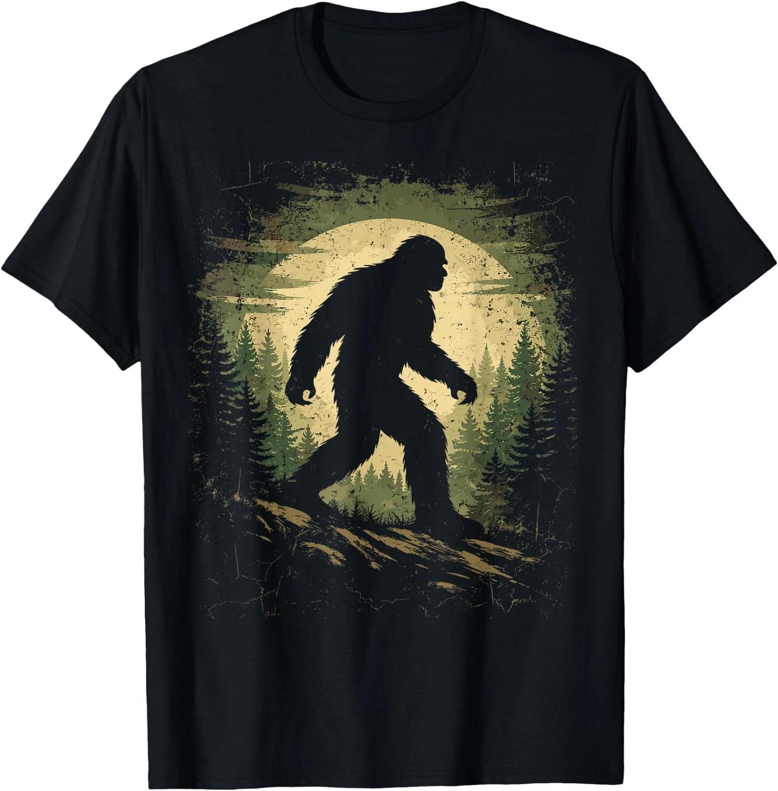Bigfoot Sasquatch Vintage Forest Cryptid Believer Moon  T-Shirt 160