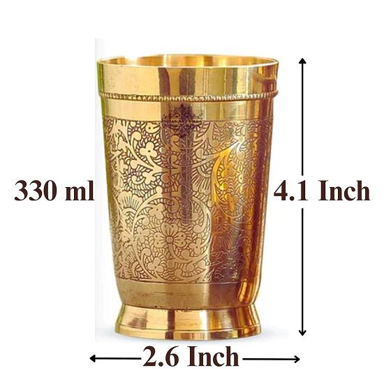 Pure Brass Glass or Drinking Serving Water, Yoga & Ayurveda,  Set of 6