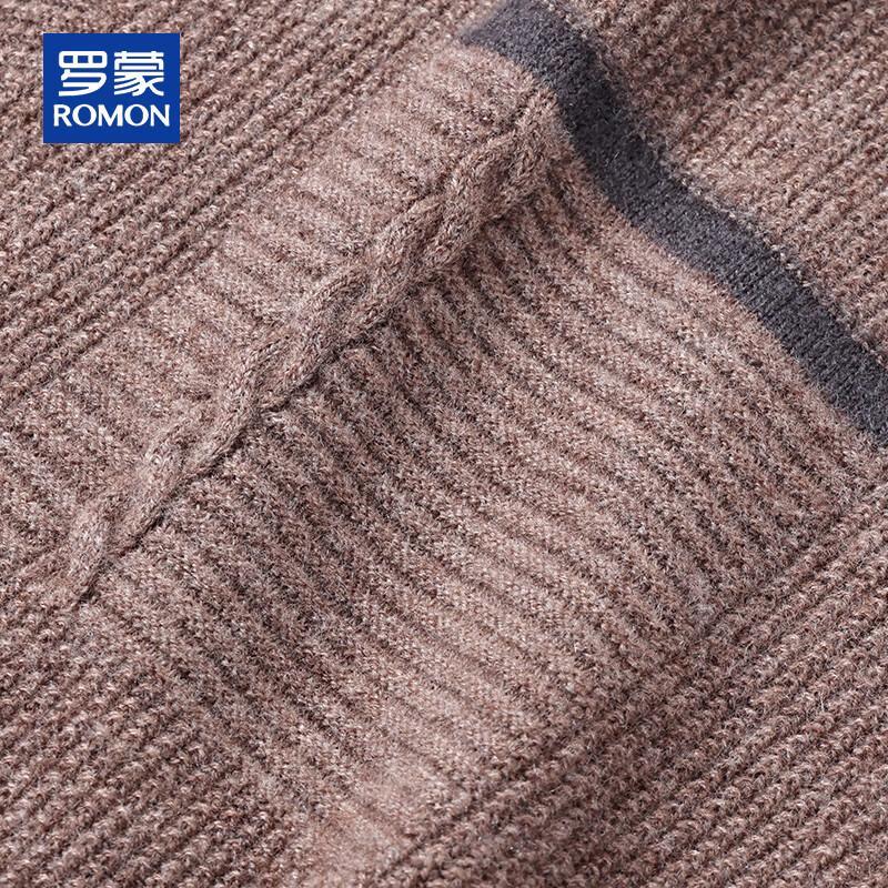 ROMON Men's 100% Pure Wool Solid Crew Neck Thick Sweater