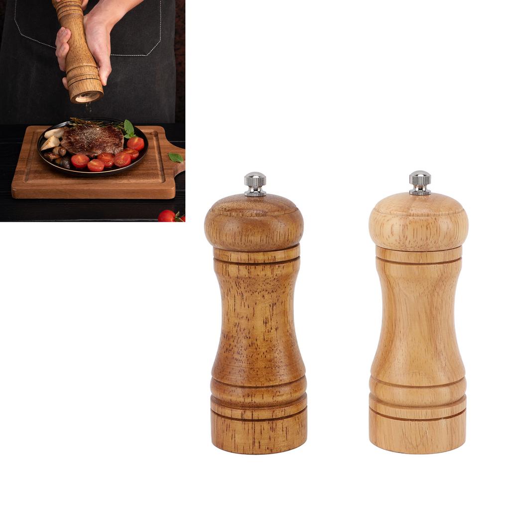 2PCS Wood Pepper Grinder Coarseness Efficient Grinding Pepper Mills Shakers for Kitchen Supplies