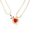 Red Heart and Sword Couple Necklace Collarbone Chain Sword Necklace Fashion Accessories for Women Gift