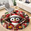 1PC Penguin Christmas Office Round Area Rug, Mat Suitable For Office, Under Office Chairs Bedroom Living Room Home Decor, Room Deco