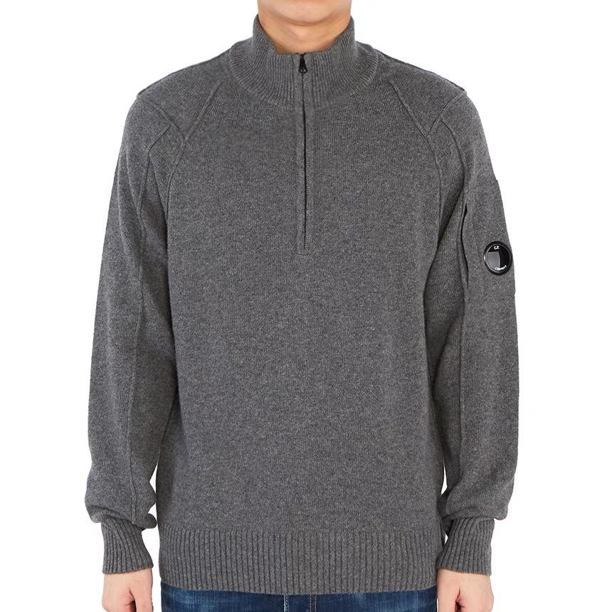 CP COMPANY A/W Styl dla Par Z mikrosoczewkami Okrągły dekolt Jednolity kolor Półzamek Dzianina