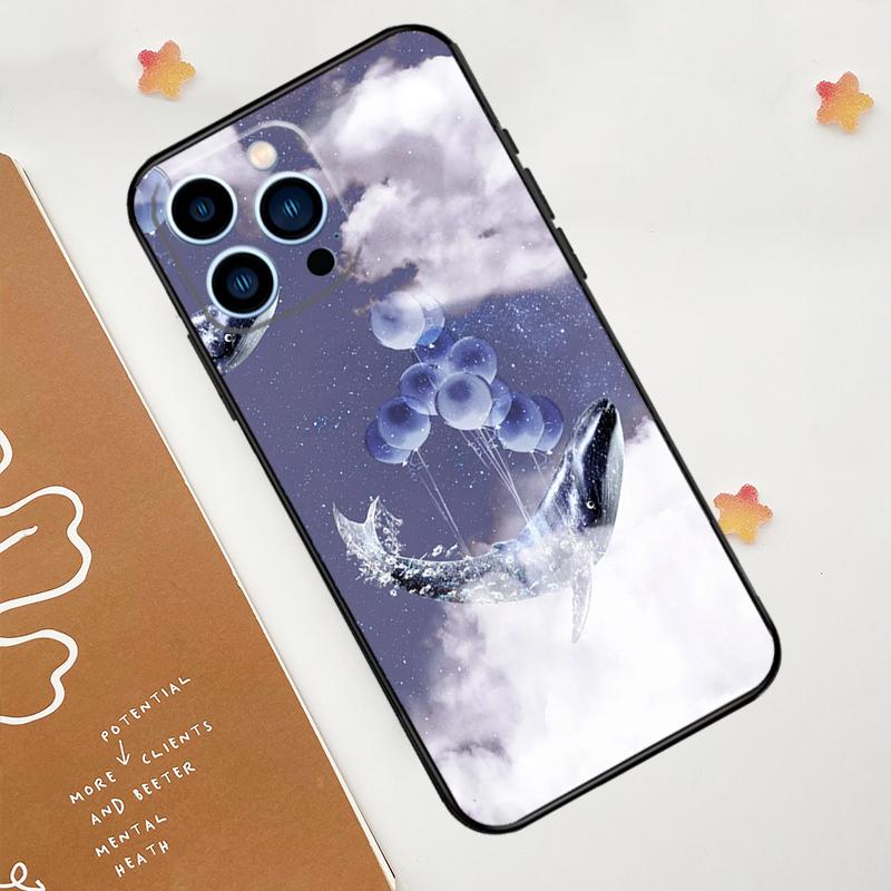 Flying Whale Magical Phone Case For iPhone 17 Pro Max 11 14 15 16 Pro Max 12 13 Mini 16 Plus 16e 17 Air Funda