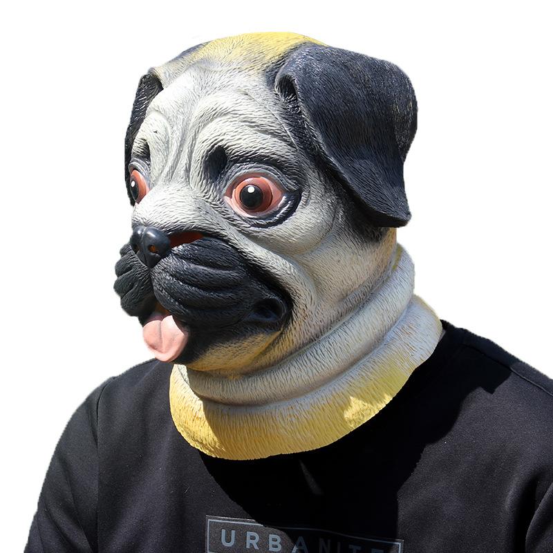 Halloween Animal Mask partymask Pug head mask, Shar-Pei dog head costume, cosplay party prop Pug