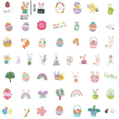 50PCS Cute Easter Stickers, Waterproof Bunny Egg Decals for Party Gifts, Phone Laptop Water Bottle Decor, Festival DIY Crafts