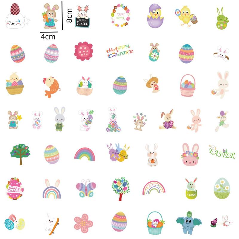50PCS Cute Easter Stickers, Waterproof Bunny Egg Decals for Party Gifts, Phone Laptop Water Bottle Decor, Festival DIY Crafts