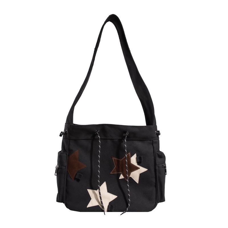 American Retro Star Canvas Backpack - Large Capacity, Stylish & Versatile Shoulder Bag