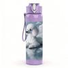 1PC White Puppy Cloud Sky Scene Print 750ml Color Plastic Sports Water Bottle Leakproof Flip Straw Lid Suitable for Sports Office Home Use