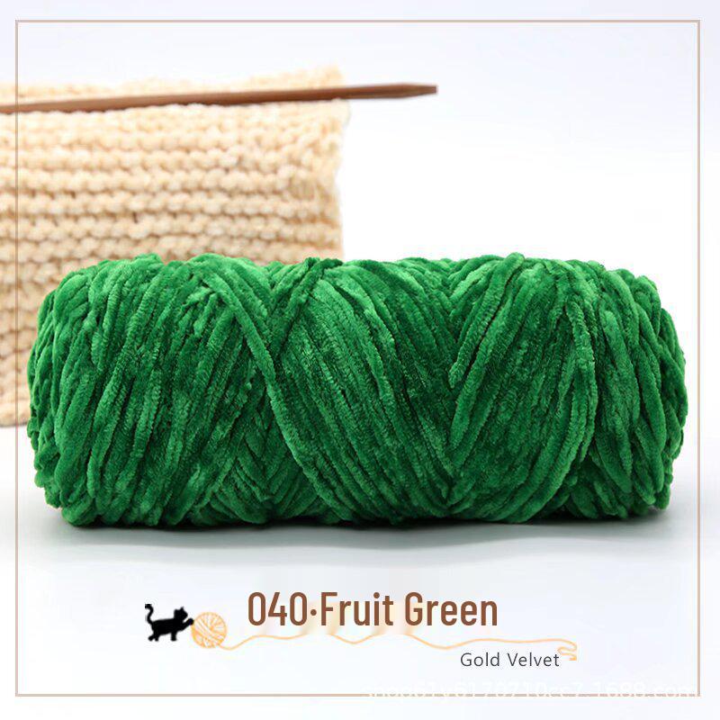 Golden Chenille Silk Velvet Yarn: Medium-Thick Polyester Yarn for Scarves, Glossy Velvet Crochet, and Wool Knitting Projects.
