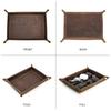Genuine Leather Storage Trays Cowhide Square Tray Key Wallet Coin Organizer Home Office Desktop Storage Sundries Box