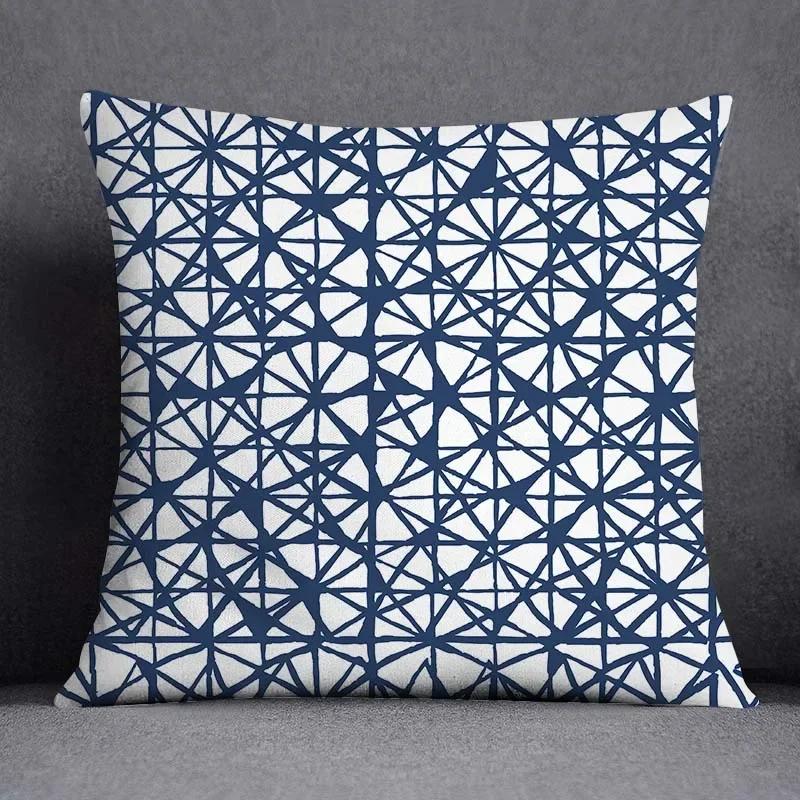 45x45CM Cushion Cover Geometric Pattern Polyester Blue Grey Pillowcase Upholstery Sofa Cushion Throw Pillow Home Decor Pillowcas