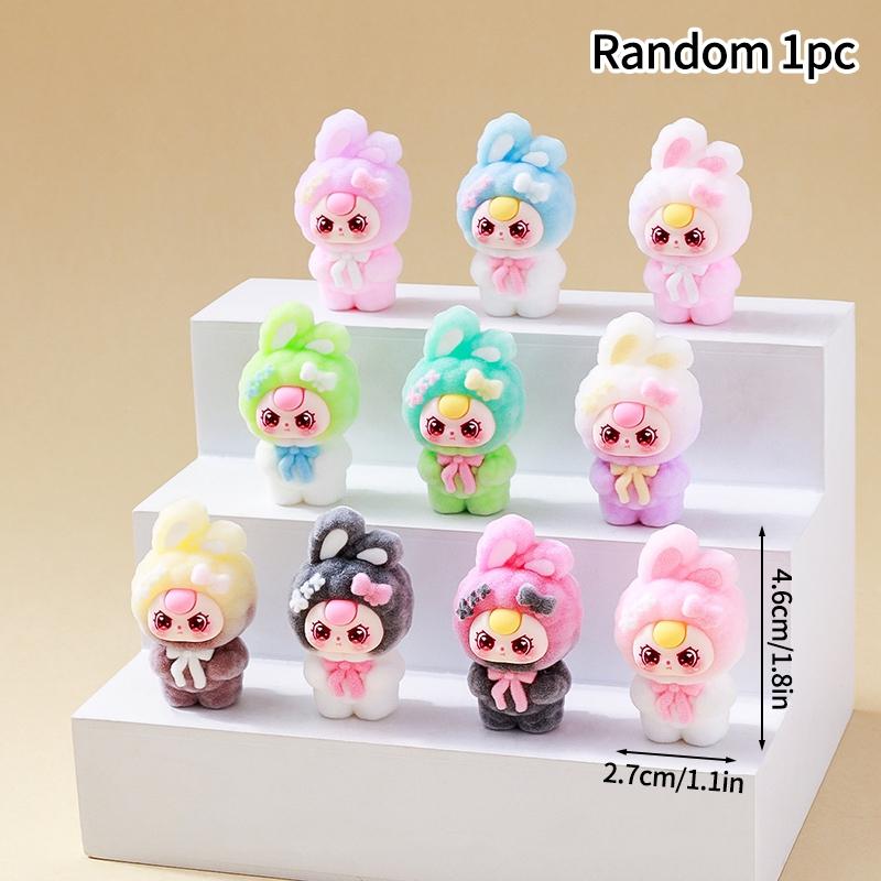 1/2/5/10pcs Trendy Desk Accessorie Mini Cartoon Figures Flocked Doll Ornament Office Accessorie Kawaii Desktop Decor Gifts