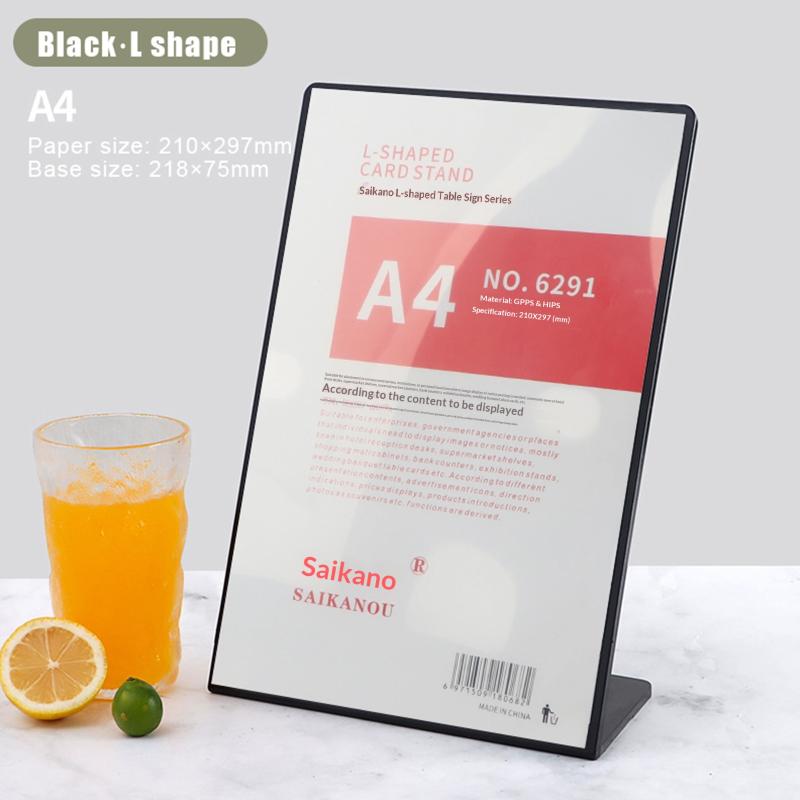 Akrylový Panel Stojan na Menu A4 Tvar L Vertikální Stolní Karta High-End Plastová Karta s Názvem Vinného Menu